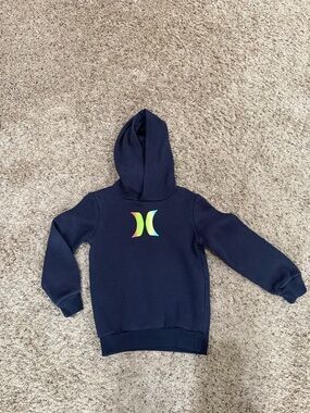 Hurley Kids Navy Hoodie with Neon Gradient Logo